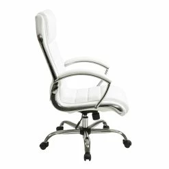 Brand new 🌟 Office Star Executive Chair With Thick Padded White Faux Leather Seat 😉 -Deals Writing Desks Store 2204175 2 L