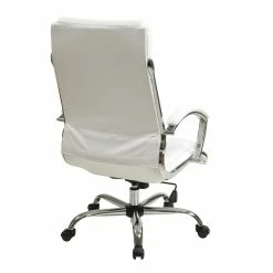 Brand new 🌟 Office Star Executive Chair With Thick Padded White Faux Leather Seat 😉 -Deals Writing Desks Store 2204175 3 L