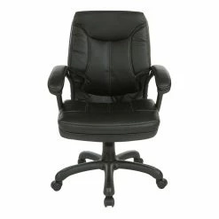 Top 10 🧨 Office Star Executive Mid Back Black Faux Leather Chair With Contrast Stitching 👏 -Deals Writing Desks Store 2204623 1 L