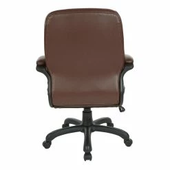 Coupon ⭐ Office Star Executive Mid Back Chocolate Faux Leather Chair With Contrast Stitching 🤩 -Deals Writing Desks Store 2204624 3 L
