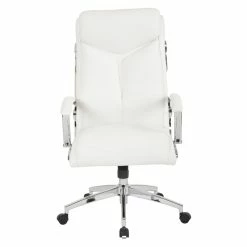Cheapest 🧨 Office Star Executive Faux Leather High Back Chair In White With Padded Arms 😍 -Deals Writing Desks Store 2204634 1 L