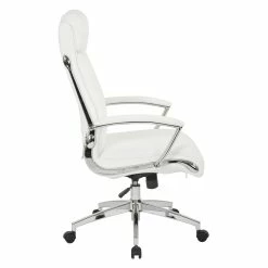 Cheapest 🧨 Office Star Executive Faux Leather High Back Chair In White With Padded Arms 😍 -Deals Writing Desks Store 2204634 2 L