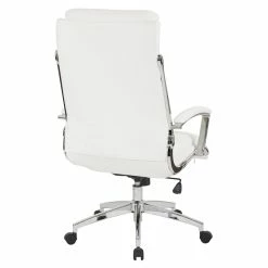 Cheapest 🧨 Office Star Executive Faux Leather High Back Chair In White With Padded Arms 😍 -Deals Writing Desks Store 2204634 3 L