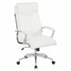 Cheapest 🧨 Office Star Executive Faux Leather High Back Chair In White With Padded Arms 😍 -Deals Writing Desks Store 2204634 L