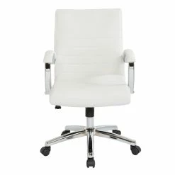 Cheap 🌟 Office Star Executive Low Back Chair In White Faux Leather With Chrome Arms And Base K/D ✔️ -Deals Writing Desks Store 2204750 1 L
