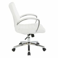 Cheap 🌟 Office Star Executive Low Back Chair In White Faux Leather With Chrome Arms And Base K/D ✔️ -Deals Writing Desks Store 2204750 2 L