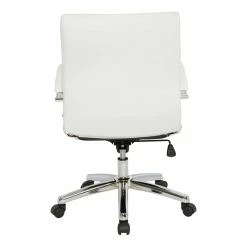 Cheap 🌟 Office Star Executive Low Back Chair In White Faux Leather With Chrome Arms And Base K/D ✔️ -Deals Writing Desks Store 2204750 3 L