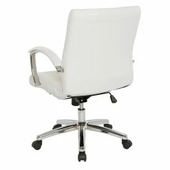 Cheap 🌟 Office Star Executive Low Back Chair In White Faux Leather With Chrome Arms And Base K/D ✔️ -Deals Writing Desks Store 2204750 4 L