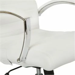 Cheap 🌟 Office Star Executive Low Back Chair In White Faux Leather With Chrome Arms And Base K/D ✔️ -Deals Writing Desks Store 2204750 5 L