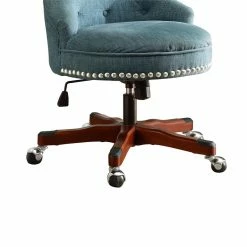 Best Sale ๐ฅฐ Benjara 35 Inch Wooden Swivel Office Chair-Button Tufted Backrest-Blue And Brown ๐ฅ 10 Best Sale ๐ฅฐ Benjara 35 Inch Wooden Swivel Office Chair-Button Tufted Backrest-Blue And Brown ๐ฅ -Deals Writing Desks Store 2206596 3 L