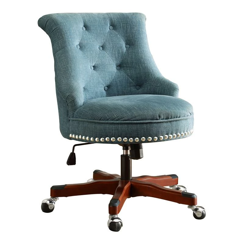 Best Sale ๐ฅฐ Benjara 35 Inch Wooden Swivel Office Chair-Button Tufted Backrest-Blue And Brown ๐ฅ 3 Best Sale ๐ฅฐ Benjara 35 Inch Wooden Swivel Office Chair-Button Tufted Backrest-Blue And Brown ๐ฅ
