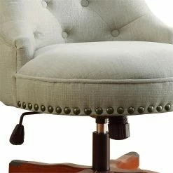 Best reviews of 🔥 Benjara 23" Fabric Office Chair With Button Tufted Backrest In White/Brown ❤️ -Deals Writing Desks Store 2206600 2 L