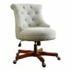 Best reviews of 🔥 Benjara 23" Fabric Office Chair With Button Tufted Backrest In White/Brown ❤️