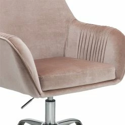 Best Pirce 🎁 Benjara 22.05" Fabric Adjustable Swivel Office Chair In Pink And Silver 🤩 -Deals Writing Desks Store 2207239 2 L