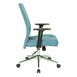 Best Pirce 🌟 OSP Home Furnishings Evanston Office Chair In Sky Blue Fabric With Chrome Base 🥰 -Deals Writing Desks Store 2215411 2 L