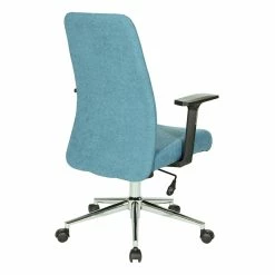 Best Pirce 🌟 OSP Home Furnishings Evanston Office Chair In Sky Blue Fabric With Chrome Base 🥰 -Deals Writing Desks Store 2215411 4 L
