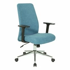 Best Pirce 🌟 OSP Home Furnishings Evanston Office Chair In Sky Blue Fabric With Chrome Base 🥰