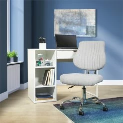 Cheapest 😀 OSP Home Furnishings Sunnydale Office Chair In Fog Gray Fabric With Chrome Base 😍 -Deals Writing Desks Store 2215864 1 L