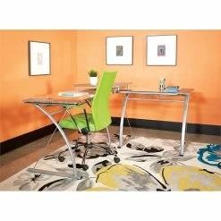 Cheapest ❤️ OSP Home Furnishings Bridgeway Office Chair With Green Woven Mesh Fabric And Chrome Base ⭐ -Deals Writing Desks Store 2226181 2 L