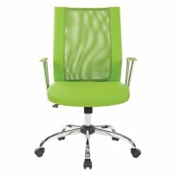 Cheapest ❤️ OSP Home Furnishings Bridgeway Office Chair With Green Woven Mesh Fabric And Chrome Base ⭐ -Deals Writing Desks Store 2226181 3 L