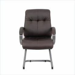 Best deal 🧨 Scranton & Co Contemporary Executive Fabric Guest Chair In Bomber Brown 😉 -Deals Writing Desks Store 2226290 2 L