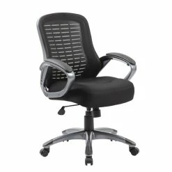 Deals 😉 Scranton & Co Ribbed High Back Mesh Chair In Black 🛒 -Deals Writing Desks Store 2226298 4 L