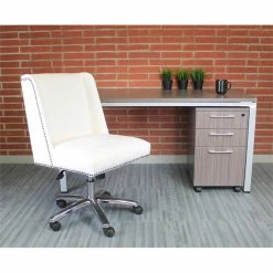 Buy 🎉 Scranton & Co Desk Chair In White Velvet 💯 -Deals Writing Desks Store 2226333 5 L