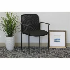 Promo 🎁 Scranton & Co Guest Chair With Casters In Black 😀 -Deals Writing Desks Store 2226336 1 L