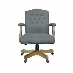 New 🎁 Scranton & Co Executive Mid Back Grey Linen Chair 🎉 -Deals Writing Desks Store 2226339 4 L