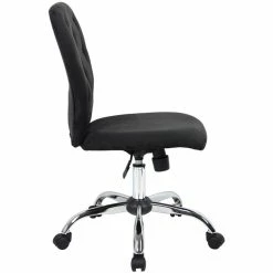 Promo 🎁 Scranton & Co Contemporary Faux Leather Tufted Office Swivel Chair In Black 🧨 -Deals Writing Desks Store 2226345 2 L