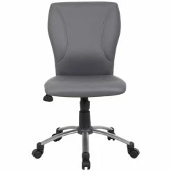 Discount 😍 Scranton & Co Faux Leather Upholstered Office Swivel Chair In Gray ✔️ -Deals Writing Desks Store 2226347 1 L