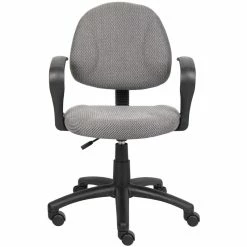 Wholesale 🥰 Scranton & Co Mid Back Ergonomic Fabric Office Swivel Chair With Arms In Gray ✨ -Deals Writing Desks Store 2226349 2 L