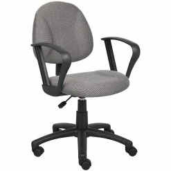 Wholesale 🥰 Scranton & Co Mid Back Ergonomic Fabric Office Swivel Chair With Arms In Gray ✨