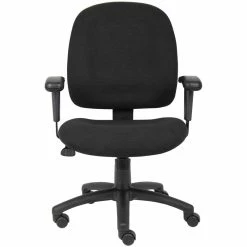 Outlet 🧨 Scranton & Co Fabric Upholstered Office Chair With Adjustable Arms In Black 🔔 -Deals Writing Desks Store 2226374 1 L