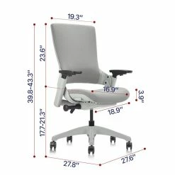 New ✨ Furniture Of America Nauta Mesh And Metal Adjustable Office Chair In Gray 💯 -Deals Writing Desks Store 2237327 6 L