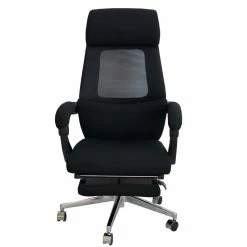 Buy 👏 Benzara Ergonomic Swivel Office Chair With Fabric Seat And Retractable Footrest In Black 🥰 -Deals Writing Desks Store 2240862 1 L