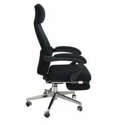 Buy 👏 Benzara Ergonomic Swivel Office Chair With Fabric Seat And Retractable Footrest In Black 🥰 -Deals Writing Desks Store 2240862 2 L