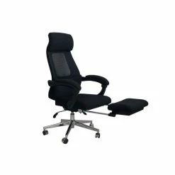 Buy 👏 Benzara Ergonomic Swivel Office Chair With Fabric Seat And Retractable Footrest In Black 🥰 -Deals Writing Desks Store 2240862 4 L