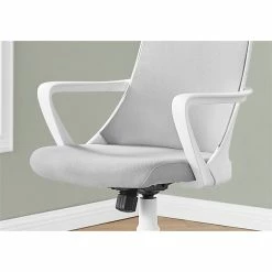 Promo 🥰 Monarch Fabric Mid-Back Mesh Office Swivel Chair In Gray And White ✨ -Deals Writing Desks Store 2245910 2 L
