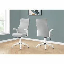 Brand new 💯 Monarch Fabric Mid-Back Executive Office Swivel Chair In Gray And White 😍 -Deals Writing Desks Store 2245913 1 L