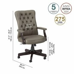 Budget 👏 Bush Mayfield High Back Tufted Office Chair With Arms In Washed Gray - Bonded Leather ✨ 14 Budget 👏 Bush Mayfield High Back Tufted Office Chair With Arms In Washed Gray - Bonded Leather ✨ -Deals Writing Desks Store 2249694 12 L