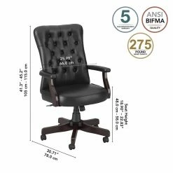 Promo ✔️ Bush Salinas High Back Tufted Office Chair With Arms In Black Leather 😀 14 Promo ✔️ Bush Salinas High Back Tufted Office Chair With Arms In Black Leather 😀 -Deals Writing Desks Store 2250365 5 L