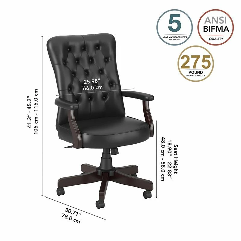 Promo ✔️ Bush Salinas High Back Tufted Office Chair With Arms In Black Leather 😀 8 Promo ✔️ Bush Salinas High Back Tufted Office Chair With Arms In Black Leather 😀 - Image 6
