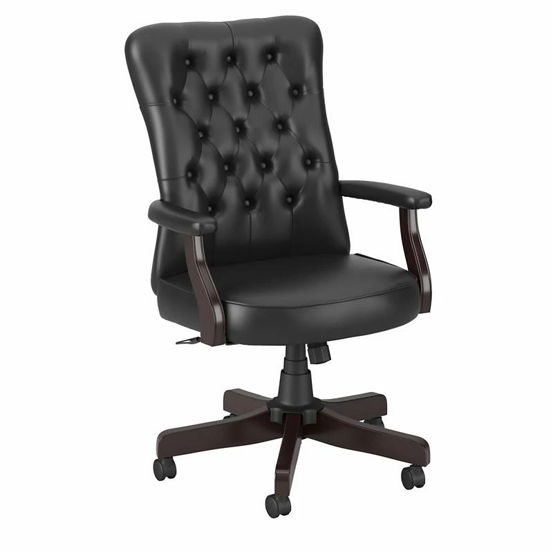 Promo ✔️ Bush Salinas High Back Tufted Office Chair With Arms In Black Leather 😀 3 Promo ✔️ Bush Salinas High Back Tufted Office Chair With Arms In Black Leather 😀
