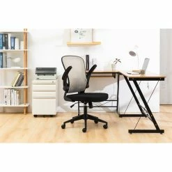 Buy 😍 LeisureMod Newton Modern Mesh Office Swivel Chair In Beige 🥰 -Deals Writing Desks Store 2266958 4 L