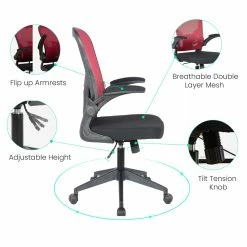 Best Sale 😉 LeisureMod Newton Modern Mesh Office Swivel Chair In Red ⭐ 22 Best Sale 😉 LeisureMod Newton Modern Mesh Office Swivel Chair In Red ⭐ -Deals Writing Desks Store 2266962 9 L