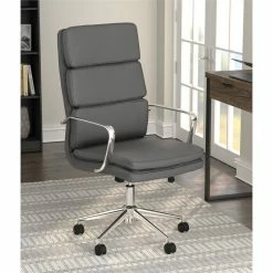 Flash Sale 🧨 Coaster High Back Upholstered Office Chair In Gray ✨ -Deals Writing Desks Store 2268420 1 L