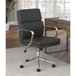 Cheap ⭐ Coaster Standard Back Upholstered Office Chair In Black 🛒 -Deals Writing Desks Store 2268430 1 L