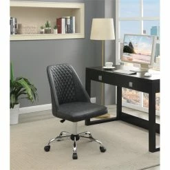 New 🌟 Coaster Contemporary Upholstered Tufted Back Office Chair In Gray And Chrome ✔️ -Deals Writing Desks Store 2268437 1 L