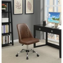 Cheapest ⌛ Coaster Upholstered Tufted Back Office Chair In Brown And Chrome 🌟 5 Cheapest ⌛ Coaster Upholstered Tufted Back Office Chair In Brown And Chrome 🌟 -Deals Writing Desks Store 2268438 1 L